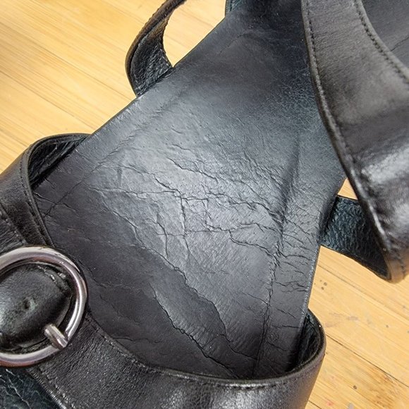 Dansko Jamey Sandal Heels Clogs Black Leather Platform Ankle Strap 40 / 9.5-10 - Picture 6 of 6